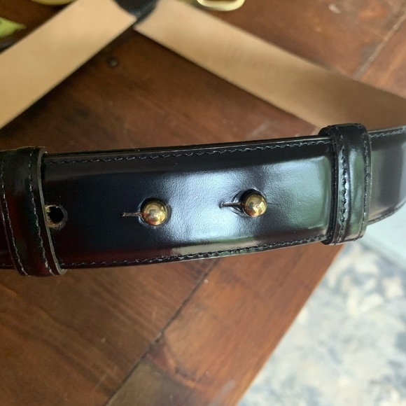 Worth Brass Hook Deep Chocolate Patent Belt Sz M - Picture 5 of 8